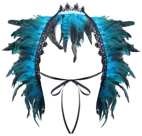 Federkragen Schwarz, Gothic Feder Achselzucken, Federumhang Schwarz zum Halloween Karneval Masquerade Cosplay