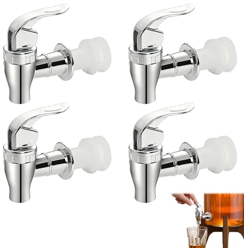 KAYLRE Grifos de Repuesto para dispensador de Bebidas, 4 Unidades con Juntas, plástico alimentario para Orificios de 16 mm y Pared hasta 17 mm, Boquilla para autoservicio en Fiestas y hogar