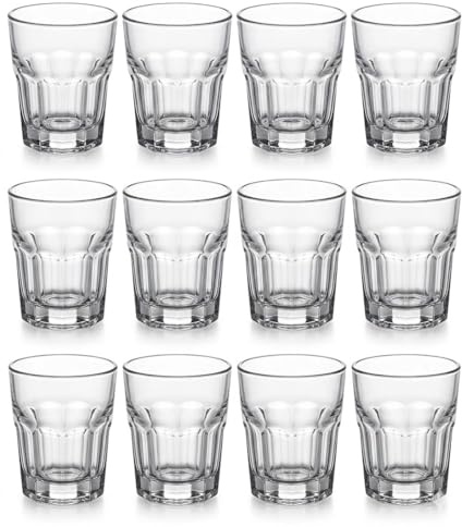 Set 12 Bicchierini Shottini in Vetro Trasparente 40 ml ROCKS a Sfaccettature cicchetti per Tequila grappa Vodka Amari liquori per Casa Bar e Ristorazione Professionale Horeca impilabili salvaspazio