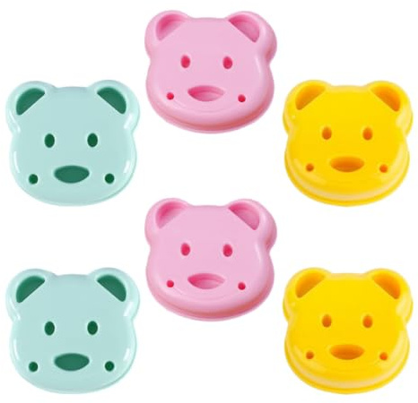 INOOMP Set 6 Pezzi Stampi per Sandwich a Forma di Orsetto in Pp, Riutilizzabili e Multifunzionali, Design Creativo per Cucina e Pranzo di Adulti