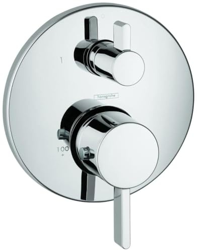 hansgrohe Ecostat Modern Thermostatic Shower Valve Trim with Temperature Control in Chrome, 04230000