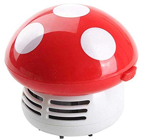 Gocomcom HONBAY Mini Cute Table Dust Vaccum Cleaner, Mushroom Shaped New Portable Corner Desk Vaccum Cleaner Mini Cute Vacuum Cleaner Dust Sweeper (RED)