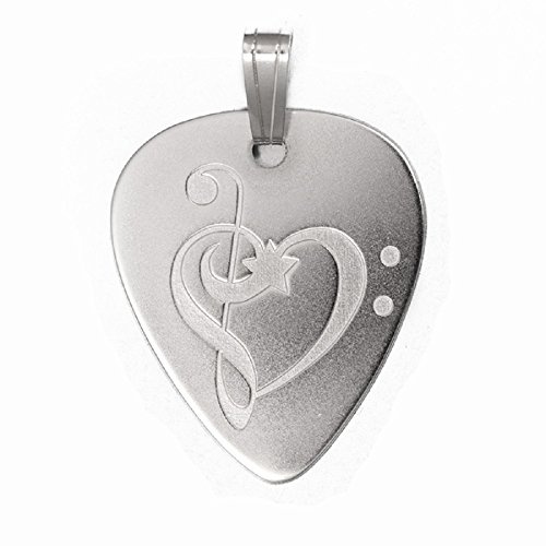 Ciondolo Plettro per Chitarra in Argento Sterling 925 - Chiavi - Spessore di 0,7 mm -Testo Personalizzato Gratis sul Retro (opzionale) - Accessori per Chitarra -Regalo per Chitarristi