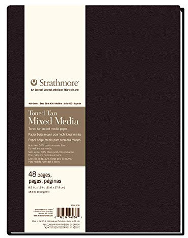 Strathmore 469-308 Hardbound Mixed Media Art Journal, 8.5 x 11, Toned Tan, 48 Pages