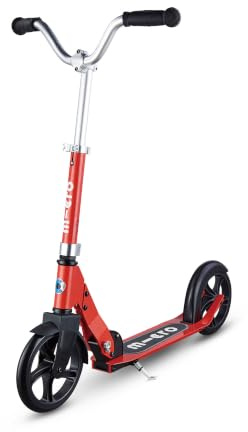 Micro Scooter | Cruiser Kids Scooter | 5 to 12 Years | Boys & Girls | Chopper-Style Steering & Kickstand | Handlebar Adjustable & Foldable | 200mm Big Wheels | 100kg Weight Limit | Red