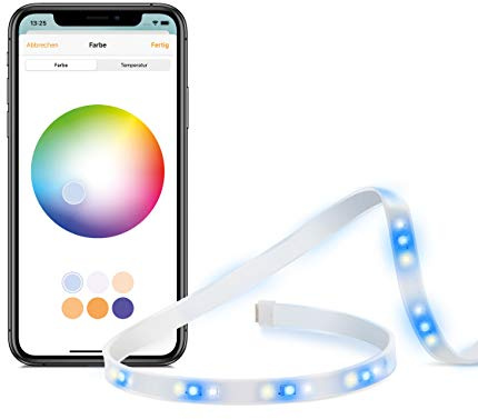 Eve Light Strip (Apple Home) – Smarter WiFi LED-Lichtstreifen | 2 m, weiß, Farbe (RGB), 1800 lm, dimmbar, selbstklebend, keine Bridge nötig, WLAN, App-/Siri-Steuerung, Adaptives Licht