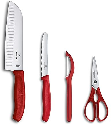 Victorinox, 6.7131.4G, Swiss Classic, Küchengarnitur, Extra scharfe Klinge, Rot, Made in Switzerland, Spülmaschinengeeignet