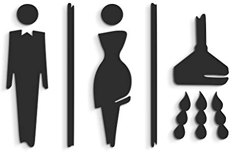 SIGNS - Erhabene Badschilder Elegant SA117, WC Dusche, Mann Frau, Selbstklebend (3 Symbole Ihrer Wahl, Schwarz)