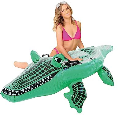 I LOVE FANCY DRESS LTD Inflatable Crocodile Pool Float - Crocodile Pool Party Float with Handles on the Back - 5 Foot (152 CM) (Pack of 3)