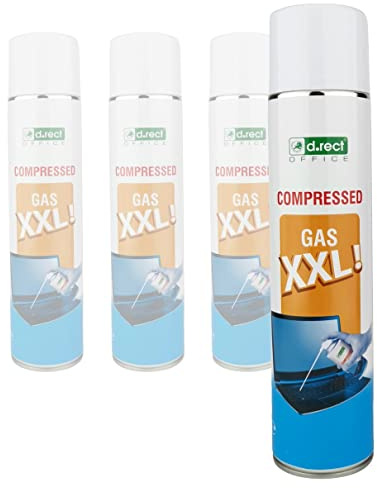 D.RECT Spray de Aire Comprimido 4x600ml | Purificador de Aire Comprimido | Limpiador de Teclado | Cámara de Ordenador Teléfono Móvil | Limpiador de PC sin Olor | Limpiador de Ordenador y Teclado