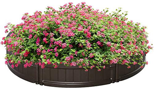 Outsunny Letto per Orto Rialzato da Esterno Rotondo in Plastica HDPE, Fioriera da Esterno per Piante, Fiori e Verdura, Φ123x21cm, Marrone