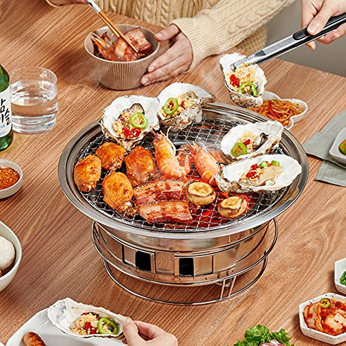 MNSSRN Portable Korean BBQ Stove, Smokeless Charcoal Grill, Stainless Steel, Non-Stick, Multi-Function Grate, Travel Desktop Smoker