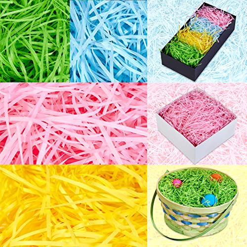 JOYIN 12 Oz(340g) Easter Fake Grass in 4 Colors Paper Shred Filler for Easter Basket Filling, DIY Easter Gift Wrapping, Easter Party Decoration, Easter Egg Hunt