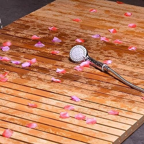 RENLXFI Holzbodenmatte für das Badezimmer, Anti-Rutsch-Duschmatten für die Tür Badewanne Toilette Sauna Spa Pool im Freien, große schräge Plattform (Size : 27.6x39.4in/70x100cm)