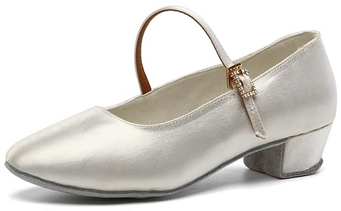 HIPPOSEUS Donne Scarpe da Ballo da Sala in Raso Bianco Latina Salsa Tango Scarpe da Ballo Standard Tacco 3.5 cm,Model A018,EU 33