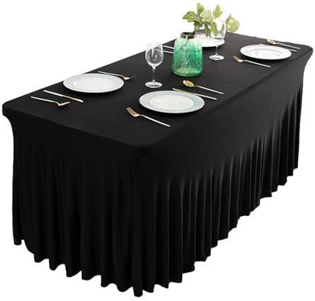EBETA Elastisch Tischhussen Stretchhusse, Büffet Tischdecken Biertischhusse Bierzeltgarnitur Husse für Hochzeit Event Rock 183 * 76 * 76 cm (Schwarz)