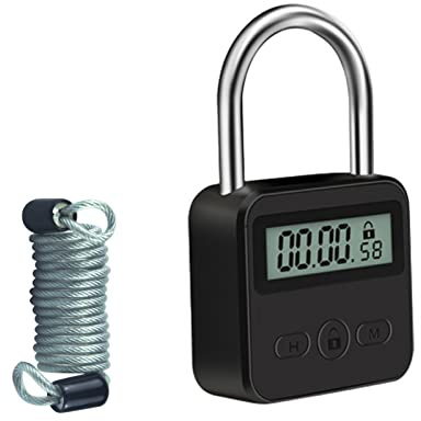 Digitales Timer-Vorhängeschloss mit 1 m Stahlkabel, Detox-Zeitschloss für Box & Tasche | Ideal für Smartphone-Steuerung, Diät- und Lernfokus, robustes Gehäuse aus Zinklegierung für überlegenen physischen Widerstand
