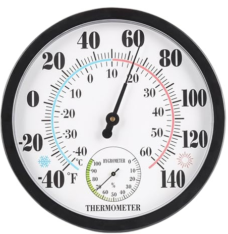 Hygromètre Thermomètre intérieur extérieur Hygromètre rond de 10 pouces Station météo mécanique étanche Jauge de température minimaliste précise pour l'usine de laboratoire à domicile
