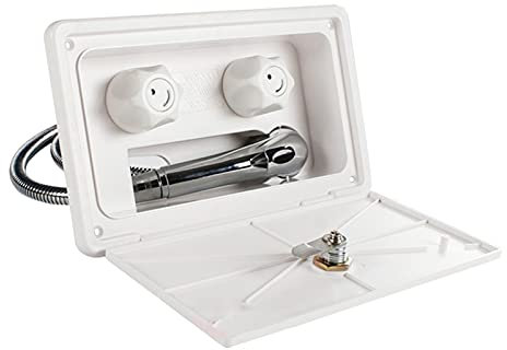 PACUM Wohnmobil-Zubehör 1 Weiß/Schwarz einstellen RV Außenduschbox -Kit mit Schloss Außenboot Marine Wohnmobil Wohnmobil Caravan Accessoires für Wohnmobile (Color : White)