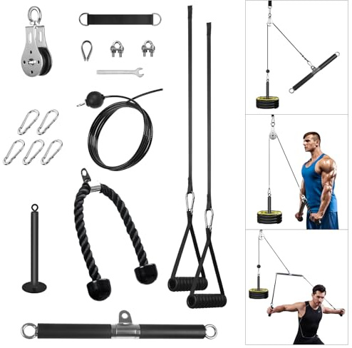 FASPUP Polea Gimnasio Casa, DIY Triceps Polea Gym Casa Polea Maquina Musculacion Sistema de Poleas Gimnasio Casa Entrenamiento Pecho Espalda Tríceps