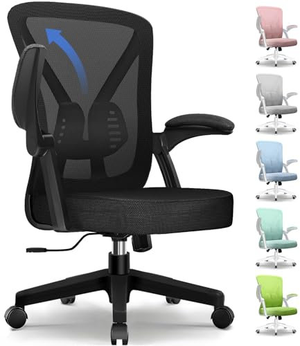 Bürostuhl, Höhenverstellbare Bürostühle, Schreibtischstuhl mit klappbare Armlehnen, Bürostuhl Ergonomisch Testsieger mit Lendenwirbelstütze Rückenschonend, Drehstuhl mit Wippfunktion, Bürostuhl 150 kg