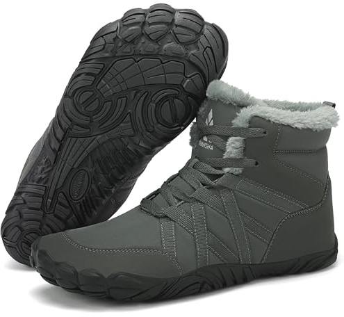 Mishansha Barefoot Botas Hombre Botines de Invierno Mujer Zapatos Descalzos Calientes CáLido Impermeables Antideslizante Boots Antracita 48 EU