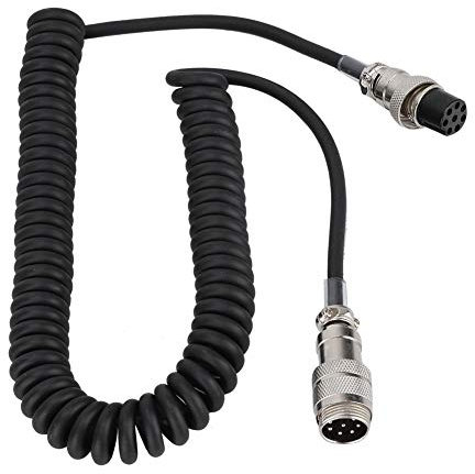 Segrehy Handy 8 Pin Coiled Extension Microphone Cable, Male to Female, Spring Wire, Thick Thread, for Transceivers, Radios with 8 Pin Connector