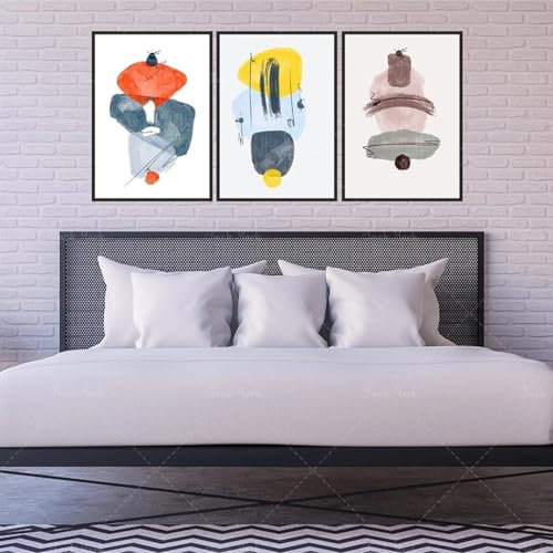 RDRDtbtr Abstrakte Wand Bilder im Bauhaus-Stil Gelb Blau Rot Farbblock Leinwandgemälde zeitgenössische Poster Kunstdrucke Bild Wohnzimmer Heimdekoration 40 x 60 x 3 cm ungerahmt