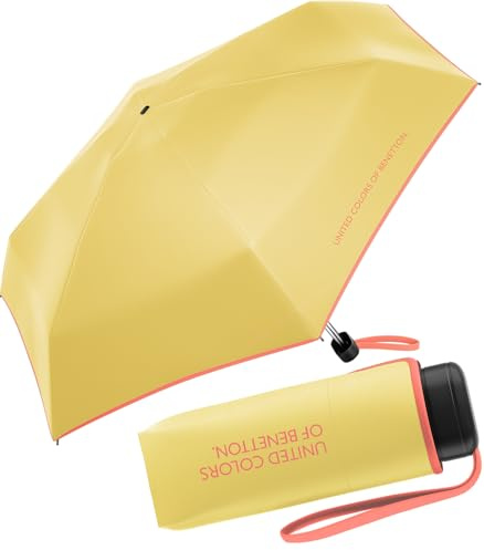 Benetton fickparaply ultra mini platt solid, lemon drop, 88 cm