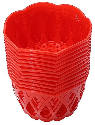 Operitacx 12pcs Panier d'emballage D'œufs en Plastique Panier Rond Creux Rouge Multifonction pour Œufs et Fruits la Cuisine et Courses