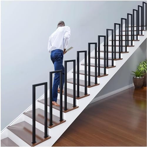 Barandilla de hierro para escaleras, pasamanos duradera en forma de U/M para escaleras interiores y exteriores, jardines y balcones