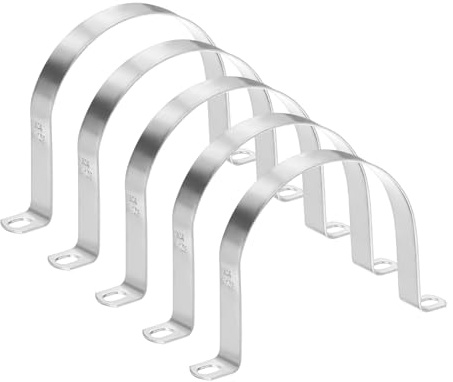 M METERXITY 5-Pack Conduit Clamps 4in, U-Tube Tension Clips, Silver | 304 Stainless Steel, Rigid Pipe Strap M102, U Bracket Pipe Clamps, 2 Holes, Heavy Duty, for Plumbing, Conduit, Wire, Pipe