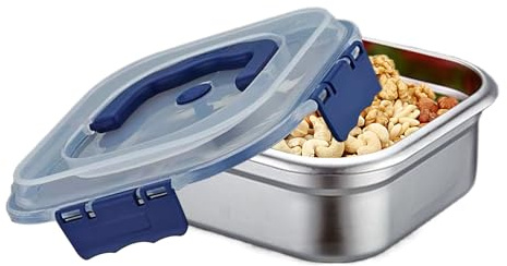 Genérico Contenedores Para Alimentos, Apilable Reutilizable, Recipientes De Almacenamiento De Metal Para Alimentos, Para Snack Ensalada Sándwich Escuela Oficina Camping Picnic Viaje