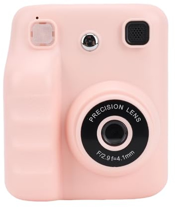 Vroomoto Kids Instant Print Camera, 30MP Digital Camera with 2.4 HD Screen, One-Click Printing, 200DPI Thermal Printer, Rechargeable, Fun Stickers, 2 Paper Rolls (Pink)