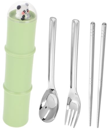 GALPADA Portable Lightweight Lunch Utensil Set with Case Reusable Stainless Steel Spoon Fork and Chopsticks Multifunctional Tableware for Camping Hiking Travel and Outdoor Dining