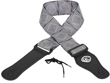 Qsvbeeqj Gurt für E-Bassgitarre, rutschfest, breit, gepolstert, Schulterstützen und Plektrum-Aufbewahrungstasche, Polyester-Textur, breiter Gitarrengurt