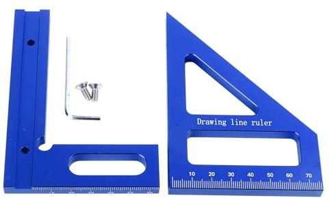 3D Multi Angle Measuring Ruler, Squadra da Falegname in Lega di Alluminio, Goniometro per Angoli 45 e 90 Gradi con Scala Imperiale, Strumento di Misurazione per Ingegneri Falegnami (Blu)