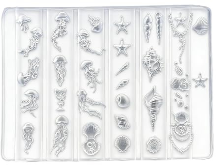 Moule en silicone souple pour créer des décorations délicates en gel 3D, y compris des coquillages, des étoiles de mer, des motifs conviviaux et robustes pour nail art