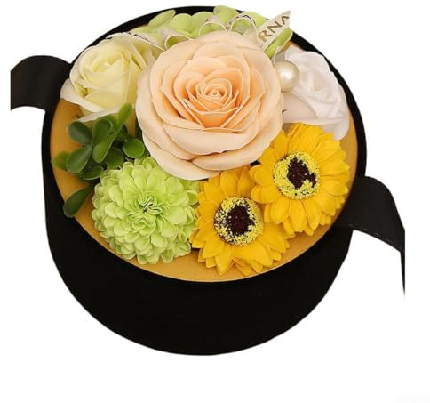 Bouquet de roses savonneuses faites à la main dans une boîte de fleurs circulaire avec un parfum apaisant, des ingrédients à base de plantes pour la décoration de salle de bain et le nettoyage