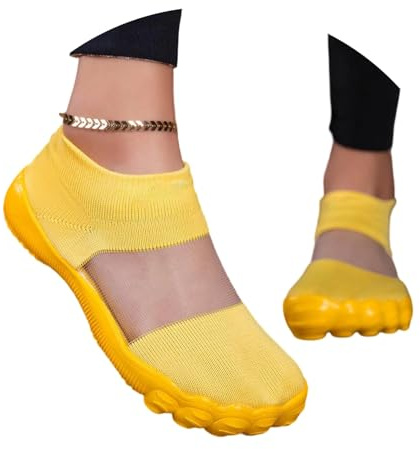 Barefoot Shoes Men's Water Shoes Bathing Shoes Swimming Shoes Surf Shoes Beach Shoes Swimming Socks Unisex Outdoor Activities Beach Walks Trekking Fitness Water Sports Climbing, O yellow, 10 UK