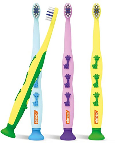 Elmex Spazzolino Educativo Bimbi 0-3 Anni 1 Confezione, Con Setole Morbide Adatte ai Denti dei Bambini, Pulizia Delicata, Manico Ergonomico, Colori assortiti