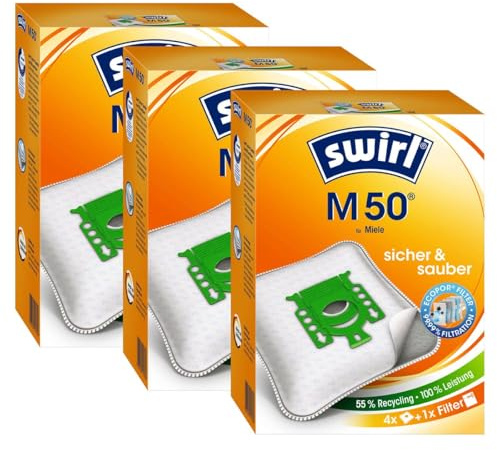 12 Original SWIRL M50 Staubsaugerbeutel für Miele Comfort