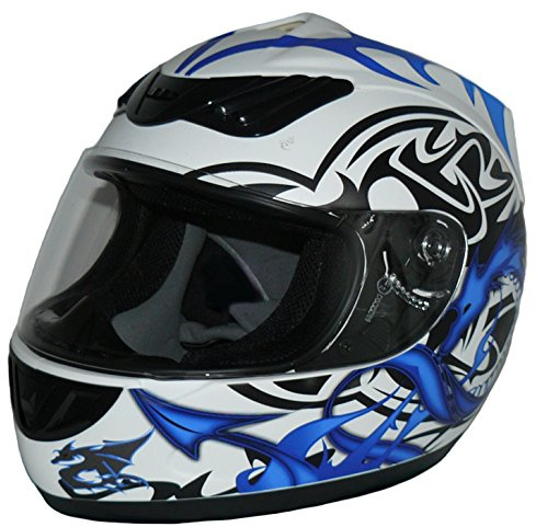 protectWEAR - Casque de moto bleu blanc Dragon design H 510-11-XL
