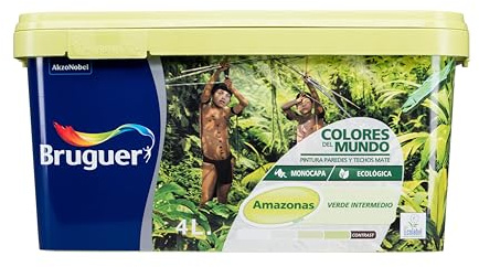 Bruguer Colores del Mundo Pintura para paredes monocapa Amazonas Verde Intermedio 4 L