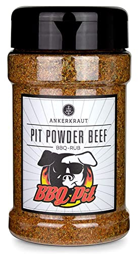 Ankerkraut Pit Powder Beef, BBQ Rub Gewürzmischung von BBQ-Pit, für Beef Ribs, Flank Steak oder klassische Steaks, 200g im Streuer
