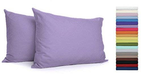 Coppia Federe per Guanciali con 3 Bottoni 100% Cotone Misura cm 50x80 Colore LILLA Made in Italy 57 fili al cm2