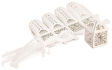 Oblique Unique® 10 Deko Schachteln Boxen mit Christlichen Kreuz Motiv als Dekoration Geschenkverpackung für Taufe Kommunion Konfirmation Hochzeit in Weiß