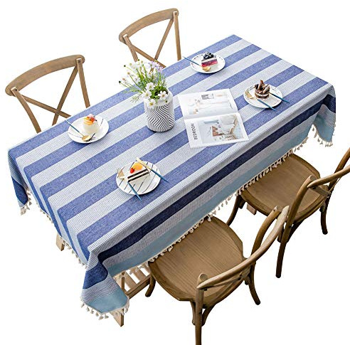 AMCER Tischwäsche 60x100cm, Tablecloth, Abwaschbar, Schmutzabweisend, für Küche, Feste oder Haushalt - Blau A