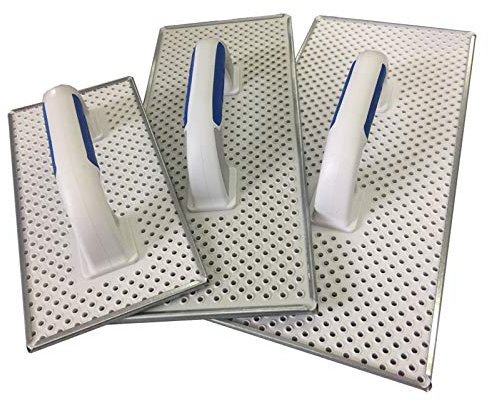 DEWEPRO® Lot de 3 planches à poncer pour WDVS, béton cellulaire et polystyrène - Planche à râper avec plaque en acier galvanisé - Planche à égaliser - 270x130-380x160-400x180 mm
