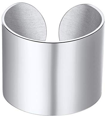 Grande anello da dito aperto regolabile 17mm Anello a fascia larga misura US 6-12 Anello di dichiarazione regalo per nonni gioielli in acciaio inossidabile polsino anello per pollice per uomo donna